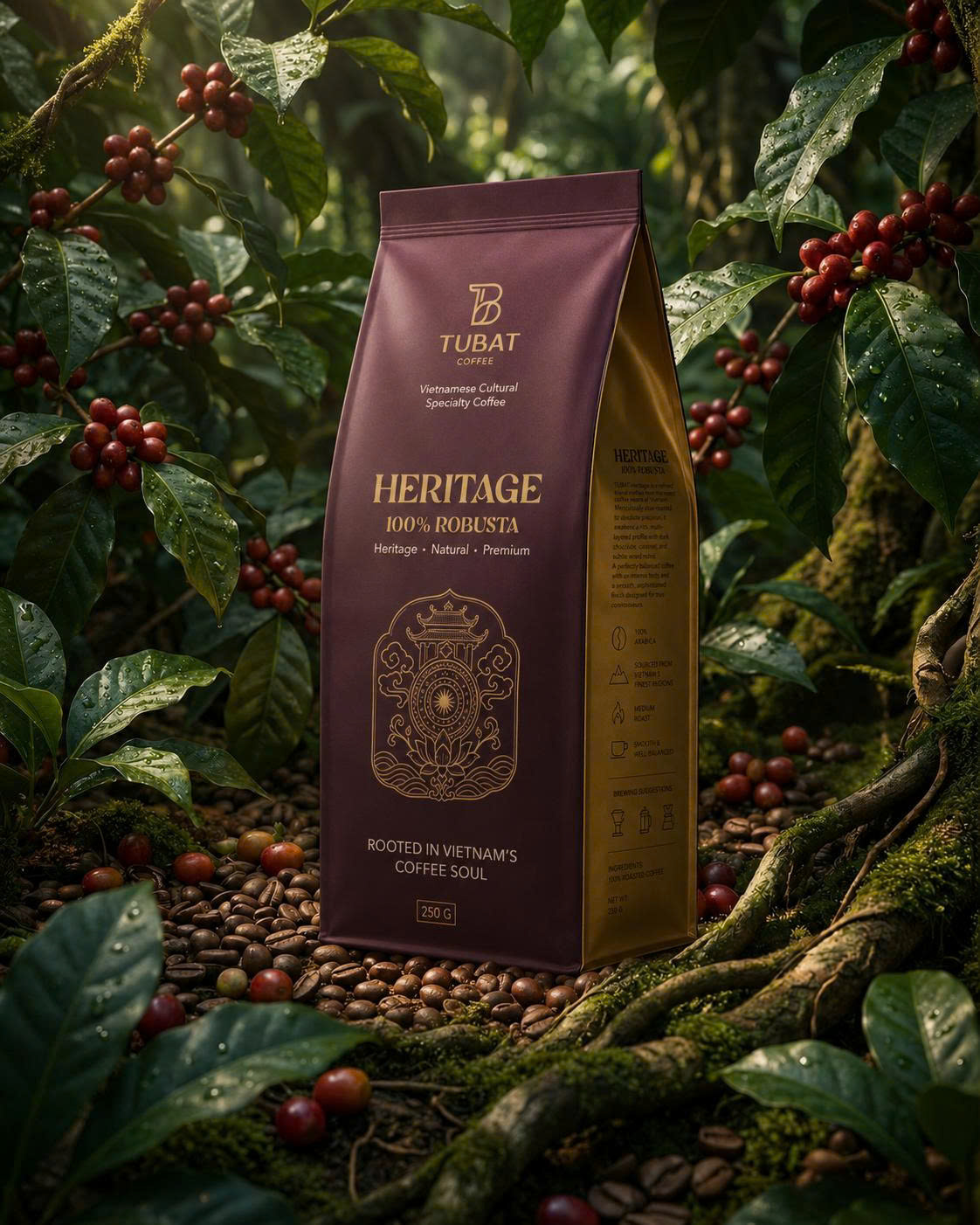 Tubat Coffee Heritage Red - cà phê Arabica nguyên hạt Cầu Đất